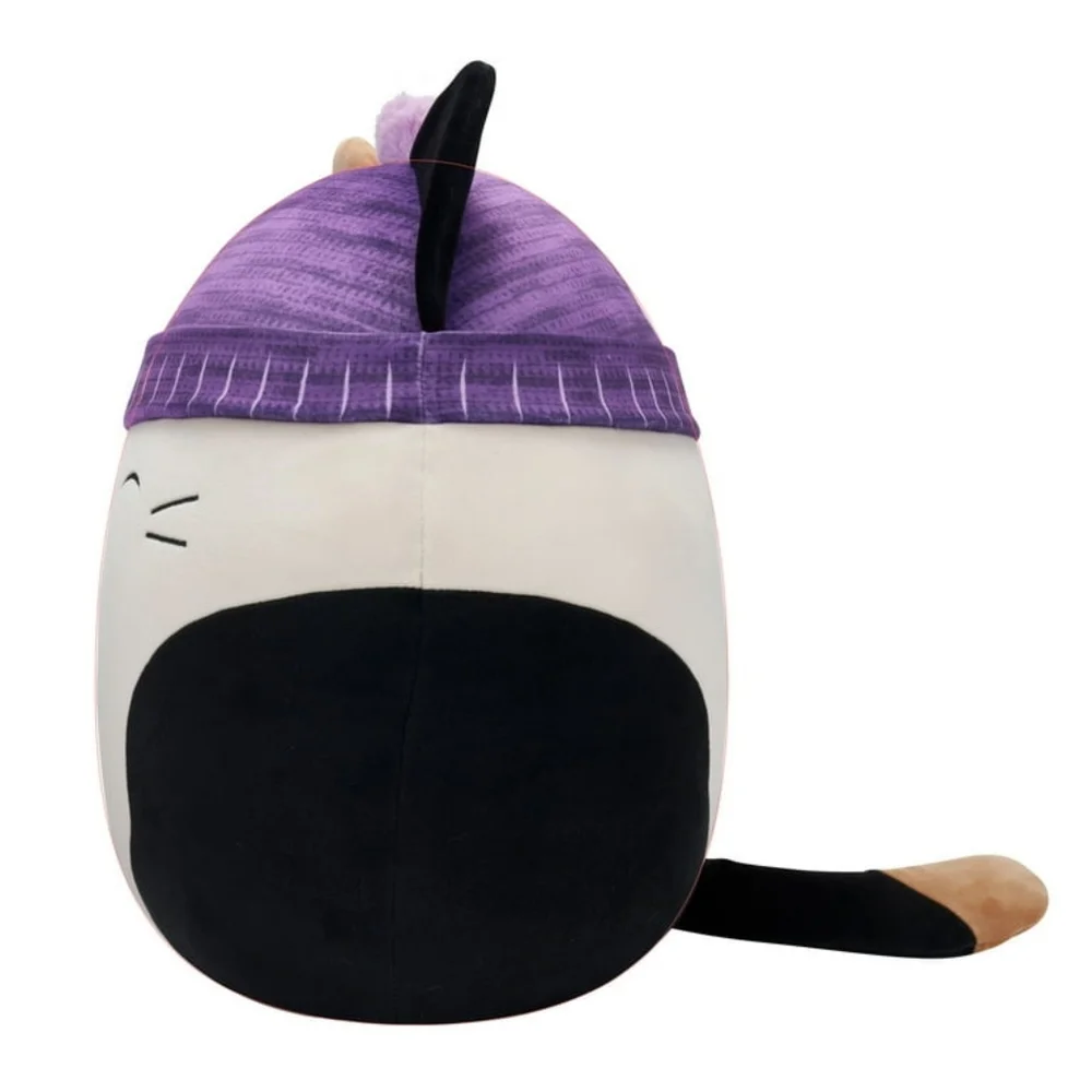 Authentic Squishmallow Plush Cat Toy with Purple Hat
